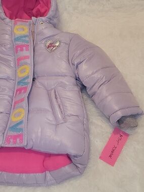 Betsey Johnson Girls' Lavender Puffy Jacket with Shine. 2T